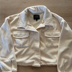 Cotton On Crop Teddy Cream Jacket for Women